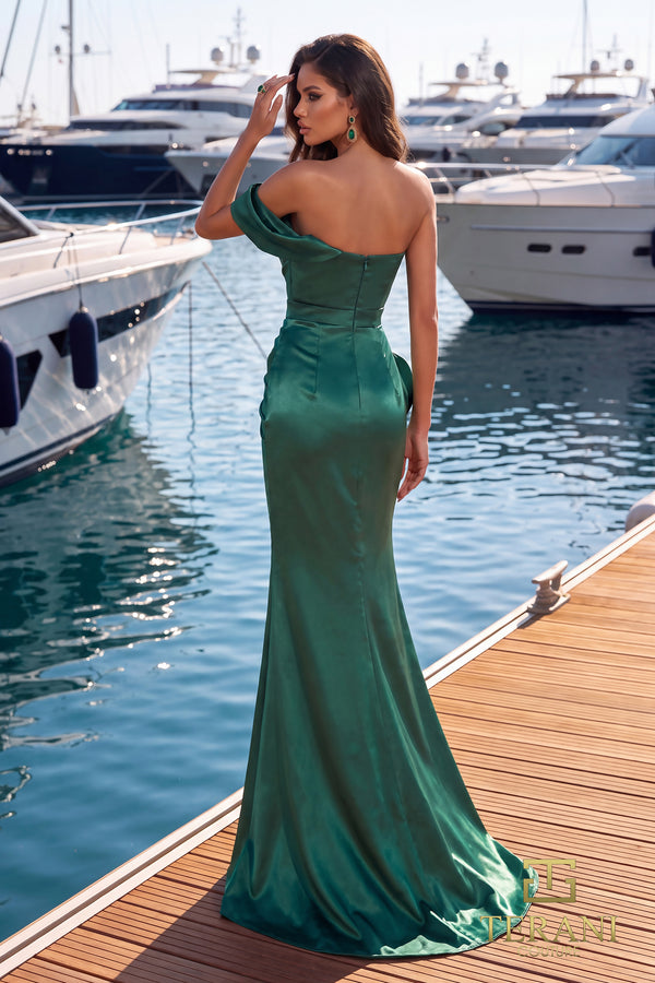 Off-the-Shoulder Floor-Length Satin Formal Mermaid Terani Couture 252E5162