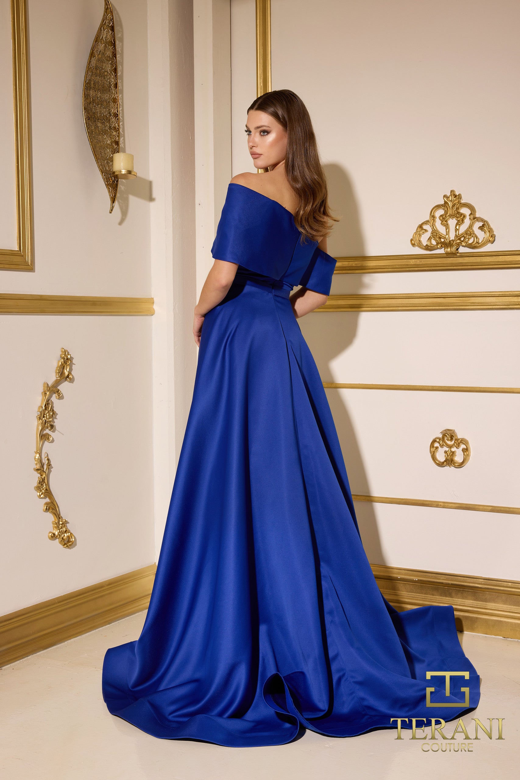 Terani Couture 252M5312 Long Fitted Formal Overskirt Evening Dress