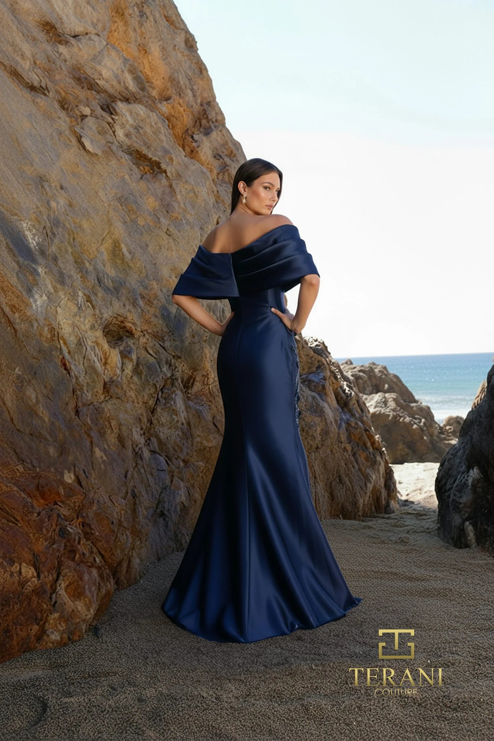 Formal Dresses Ruffle Long Mermaid Formal Evening Dress Navy