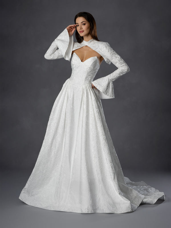 One-Shoulder Embroidered Lace Mermaid Bridal Gown with Illusion Cutouts