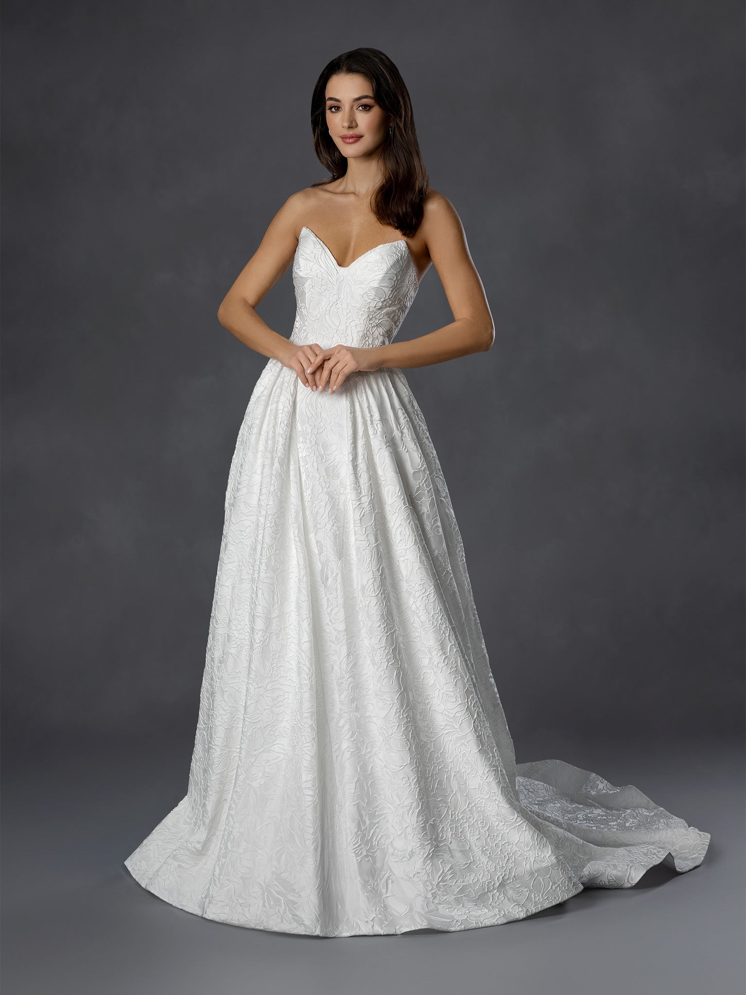Off White One-Shoulder Embroidered Lace Mermaid Bridal Gown with Illusion Cutouts