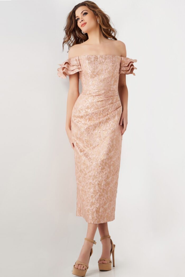 Formal Dresses Short Printed Formal Teal Length Evening Dress Rose/Gold
