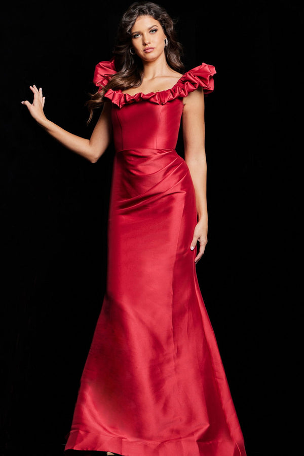 Jovani 25675 Long Formal Ruffle Mermaid Evening Dress