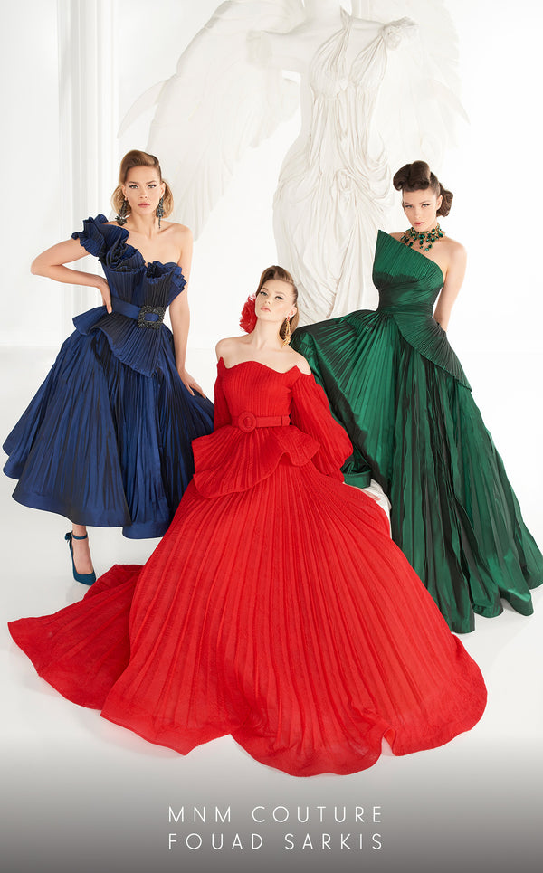 MNM Couture 2558 Ball Gown Long Formal Pleated Dress