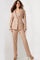 Pant Suit Long Fit Beaded Sequin Three Piece Formal Pant Suit Beige