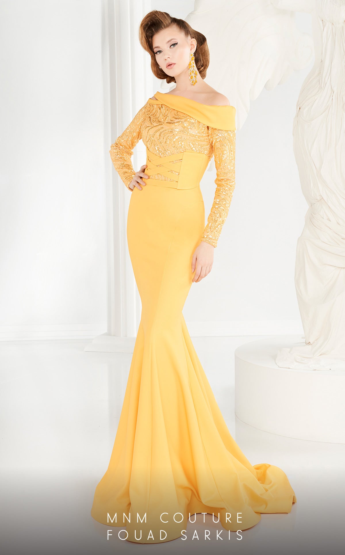MNM Couture 2578 Long Formal Mermaid Beaded Evening Dress