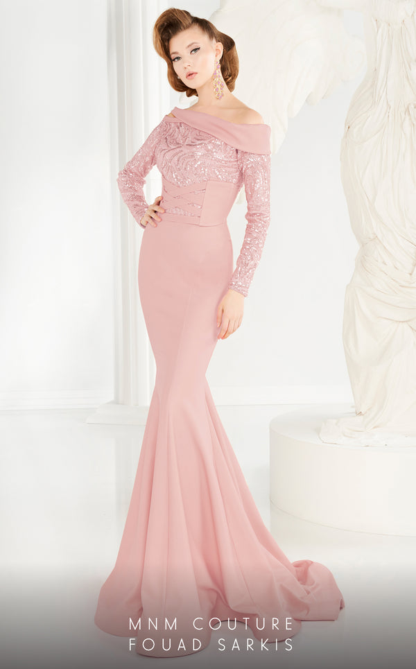 MNM Couture 2578 Long Formal Mermaid Beaded Evening Dress