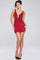 Cocktail Dresses Short Homecoming Beaded Sequin V Neck Cocktail Dress Red