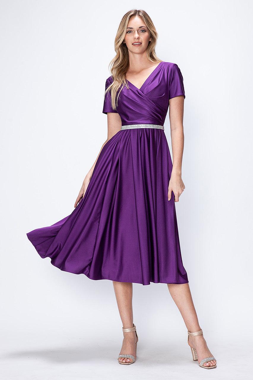 Cocktail Dresses Short Tea Length Pleated Cocktail Dress Lenovia 5274 Grape