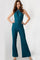 Jumpsuit Sequin Fit Long Halter Formal Jumpsuit Teal