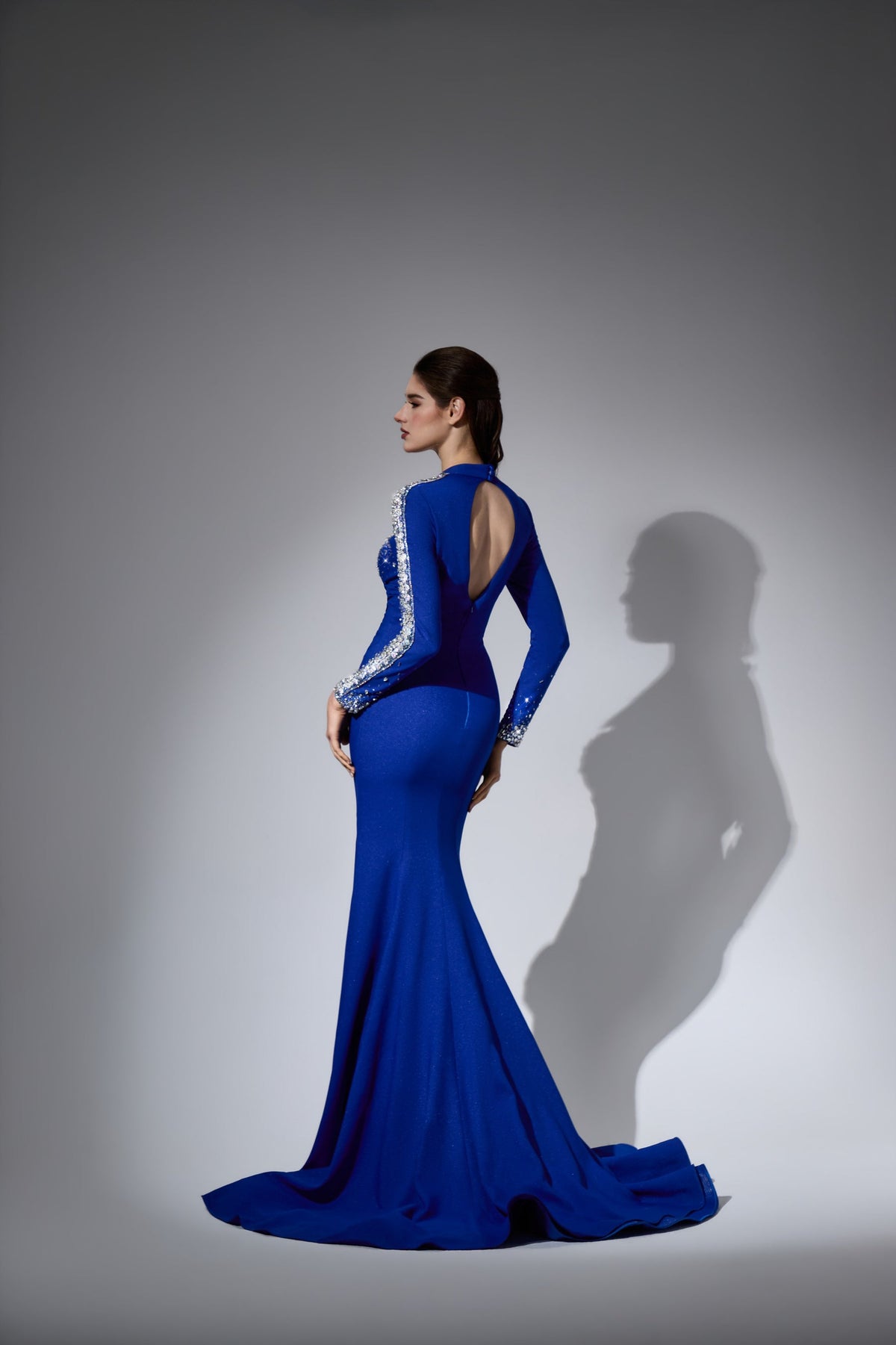 V-Neck Floor-Length with Train Crepe Formal Mermaid Trumpet Pre Order