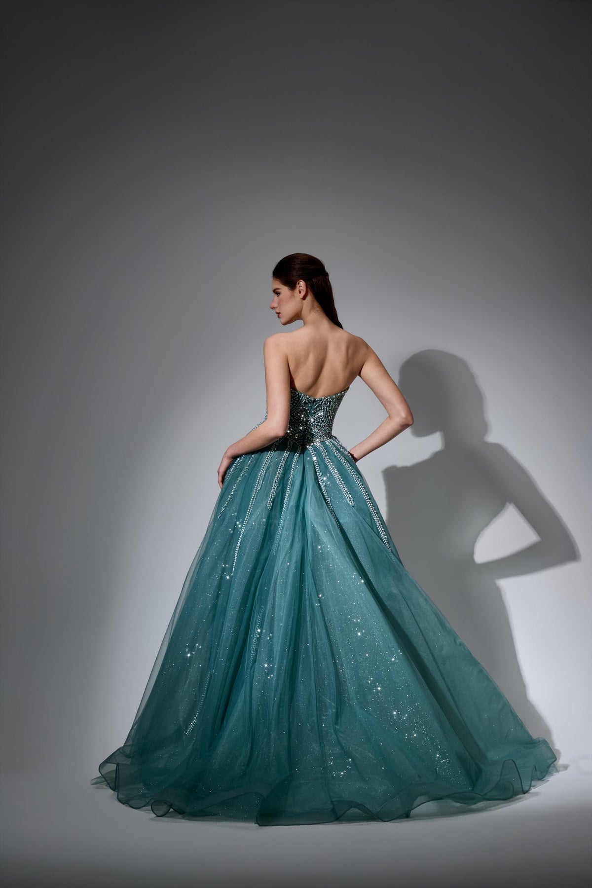 Strapless Curved Neck Floor-Length Tulle Prom A-Line Pre Order