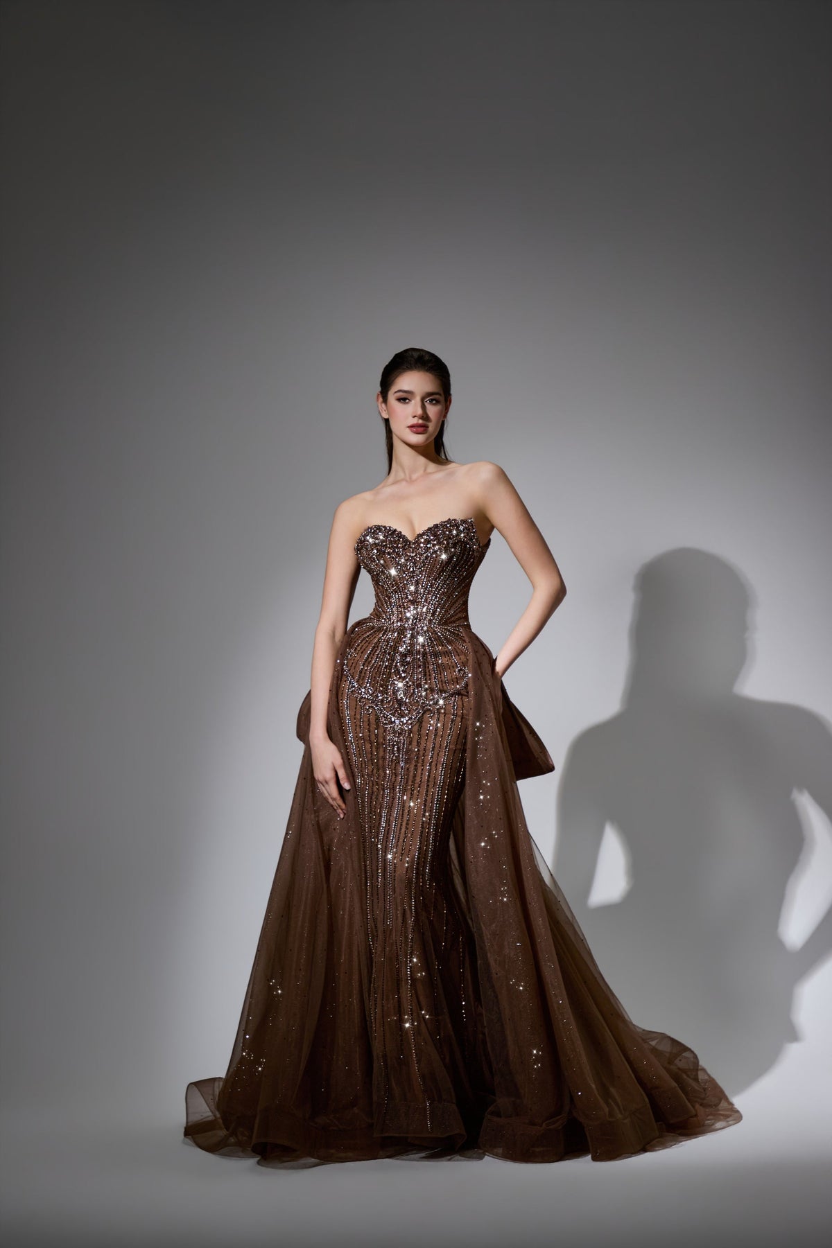 Strapless Curved Neck Floor-Length Tulle Prom Mermaid Pre Order
