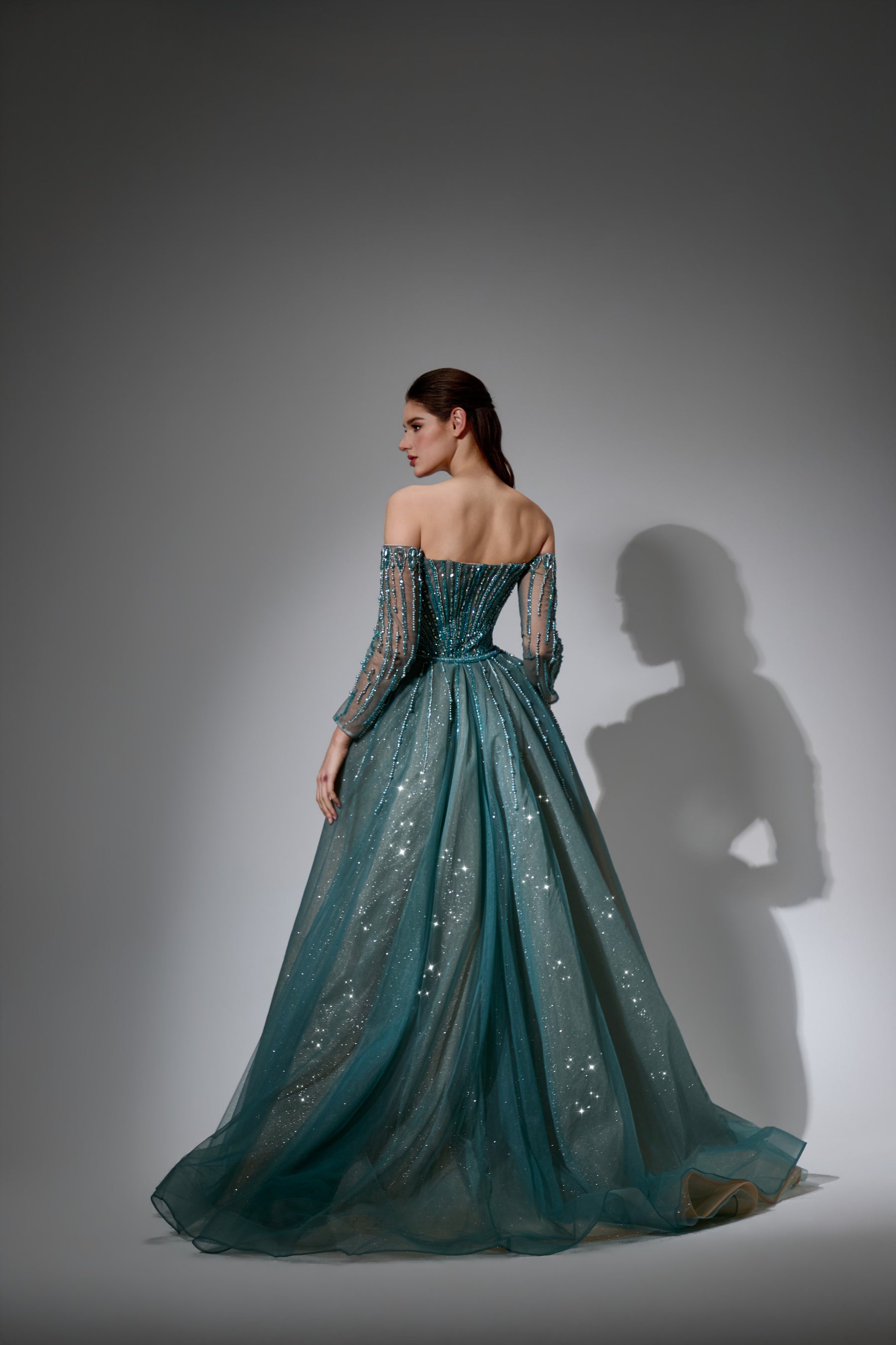 Off-the-Shoulder Floor-Length with Train Tulle Prom Mermaid Trumpet Luscious Delia LD11539 Pre Order