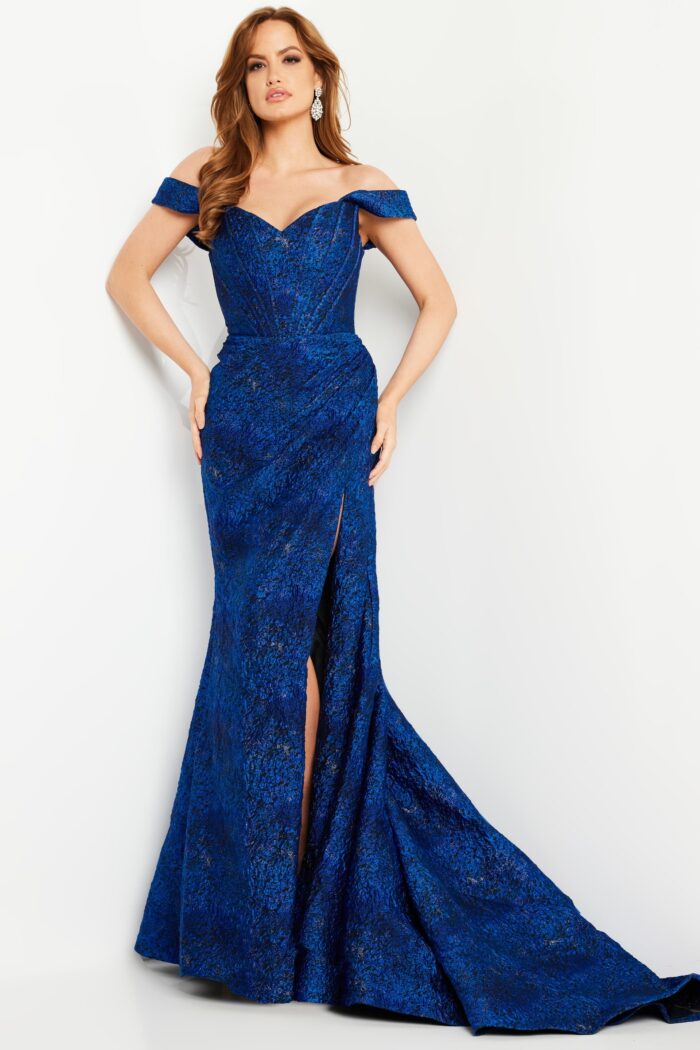 Formal Dresses Long Mermaid High Slit Formal Dress Cobalt