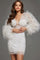 Cocktail Dresses Short Beaded Illusion Cocktail Dress Off-White