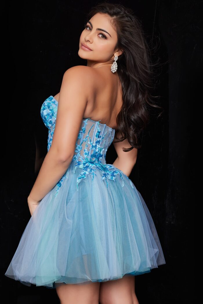 Jovani 26094 Printed Beaded Short High Slit Cocktail Dress