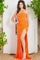 Prom Dresses Formal Sequin Long Prom Slit Dress Orange