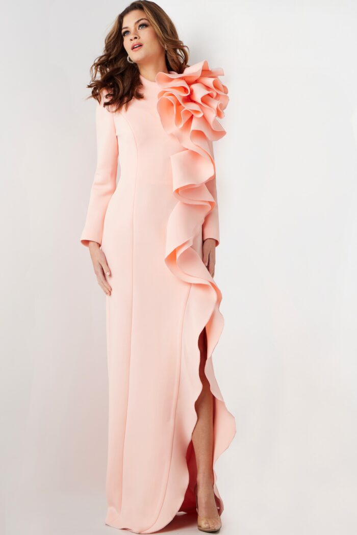 Formal Dresses Long Formal A Line Ruffle Evening Dress Blush