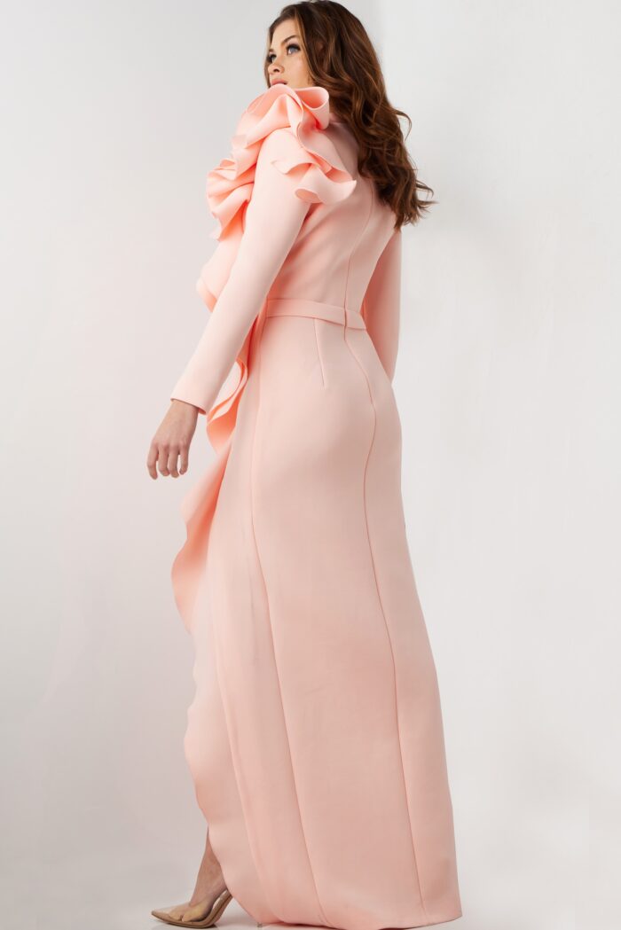 Formal Dresses Long Formal A Line Ruffle Evening Dress Blush