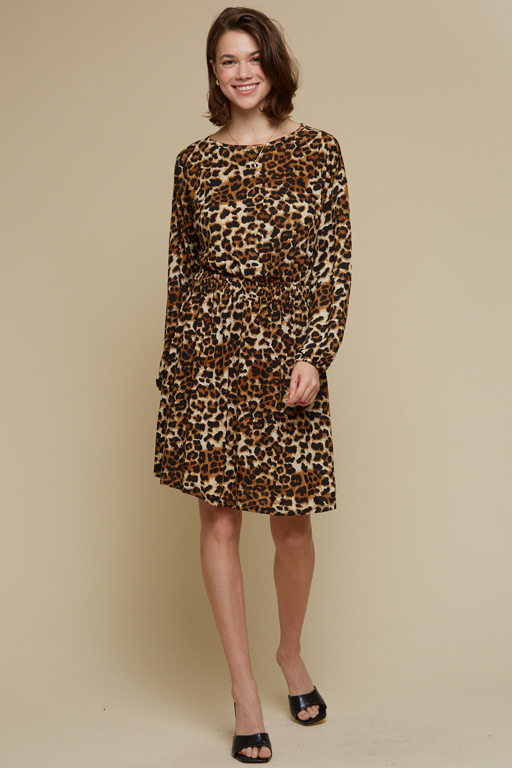 Cocktail Dresses Long Sleeve Animal Print Short Dress Animal Print