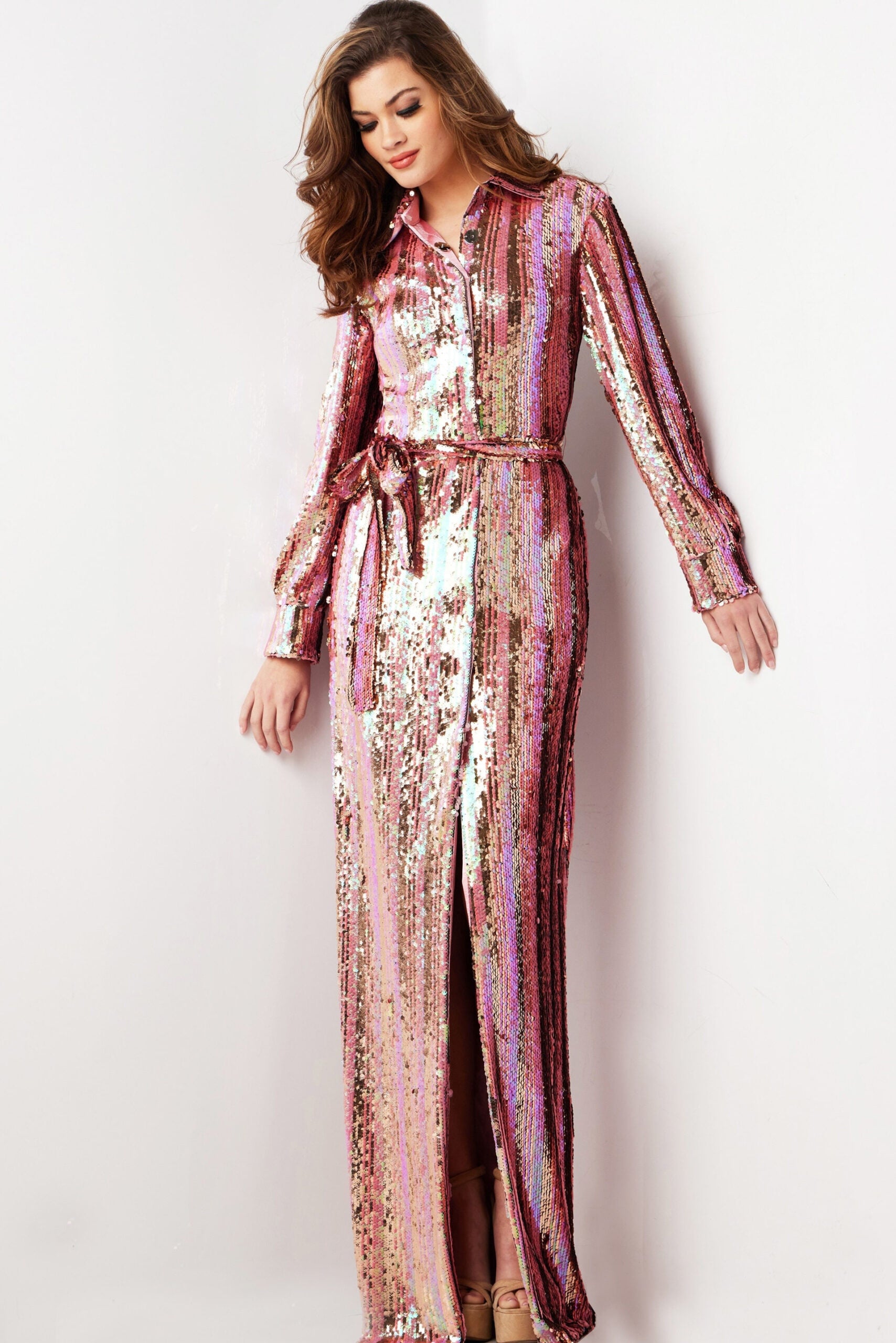 Jovani 26136 Sequin Long Sleeve Formal Evening Dress