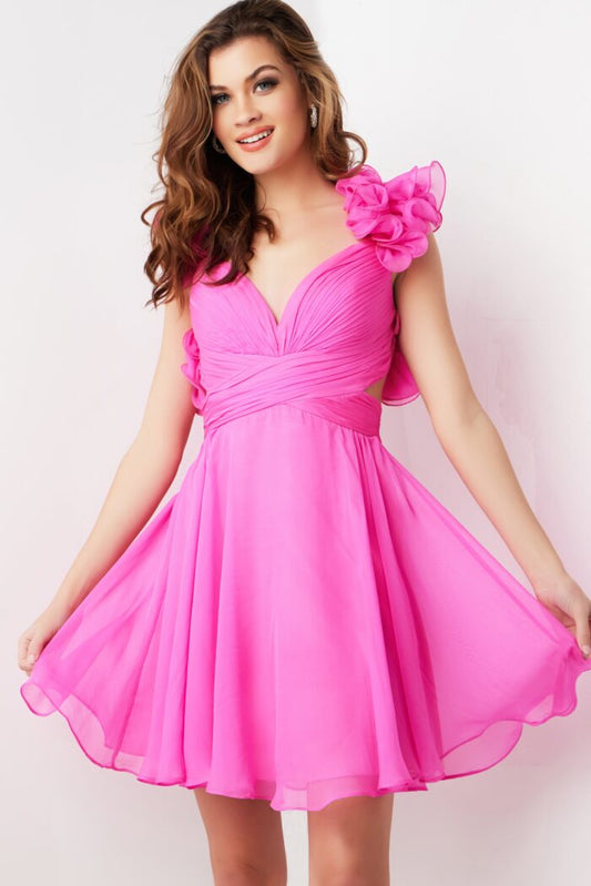 Cocktail Dresses A Line Ruffle Short Cocktail Dress Hot-Pink