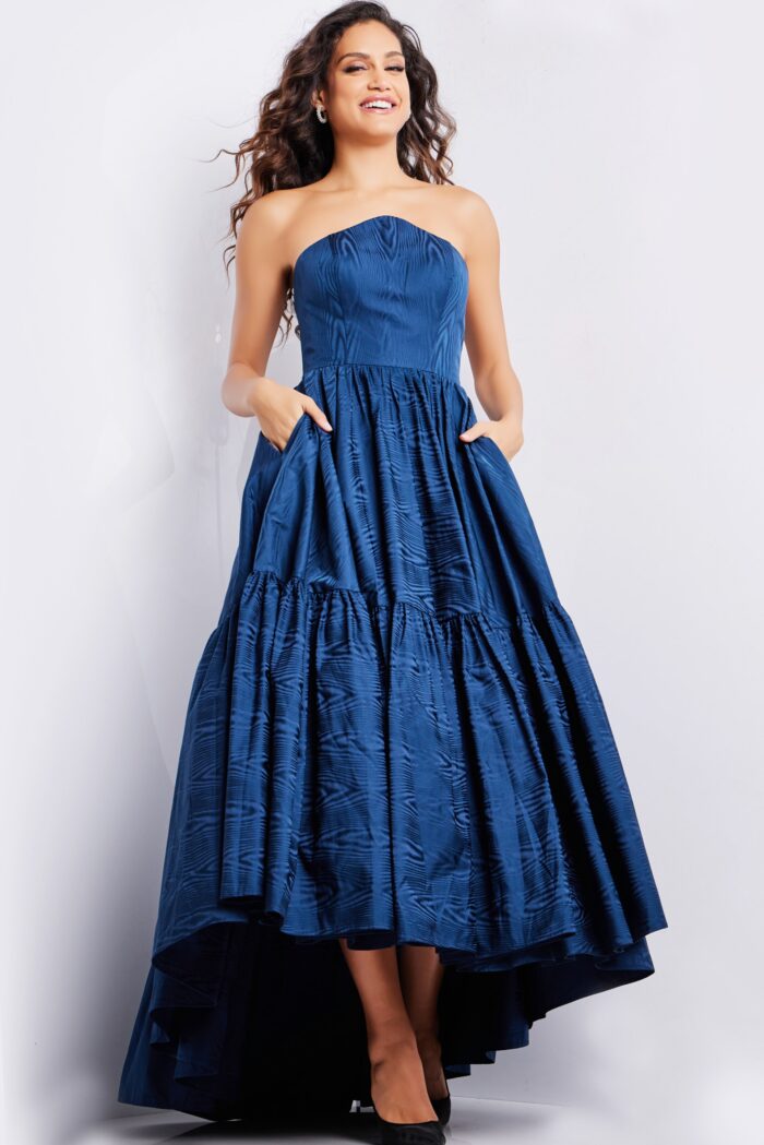 Formal Dresses A Line High Low Formal Dress Navy