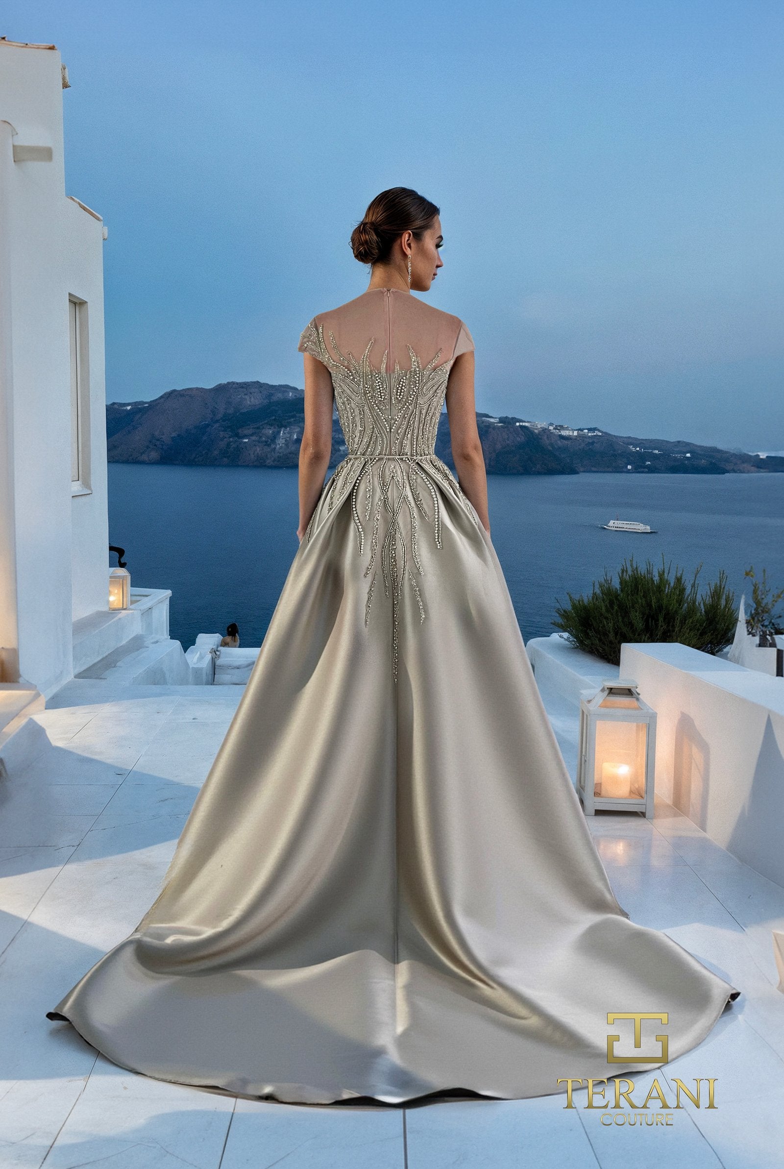 Mother of the Bride Dresses Long Beaded Formal Mother of the Bride Dress Taupe