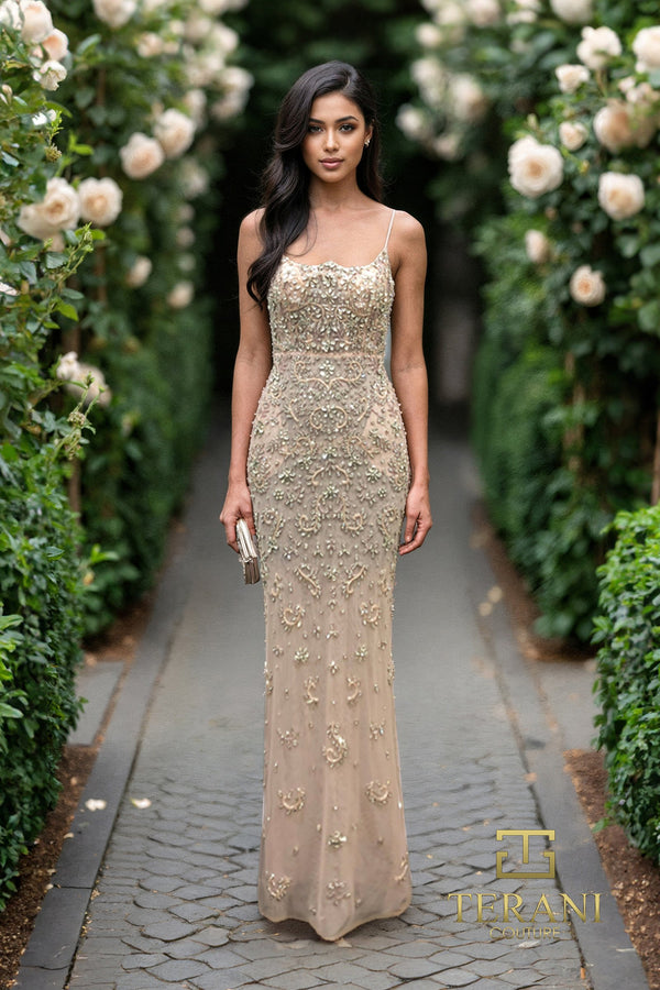 Terani Couture 261GL6366 Beaded Long Formal Prom Dress