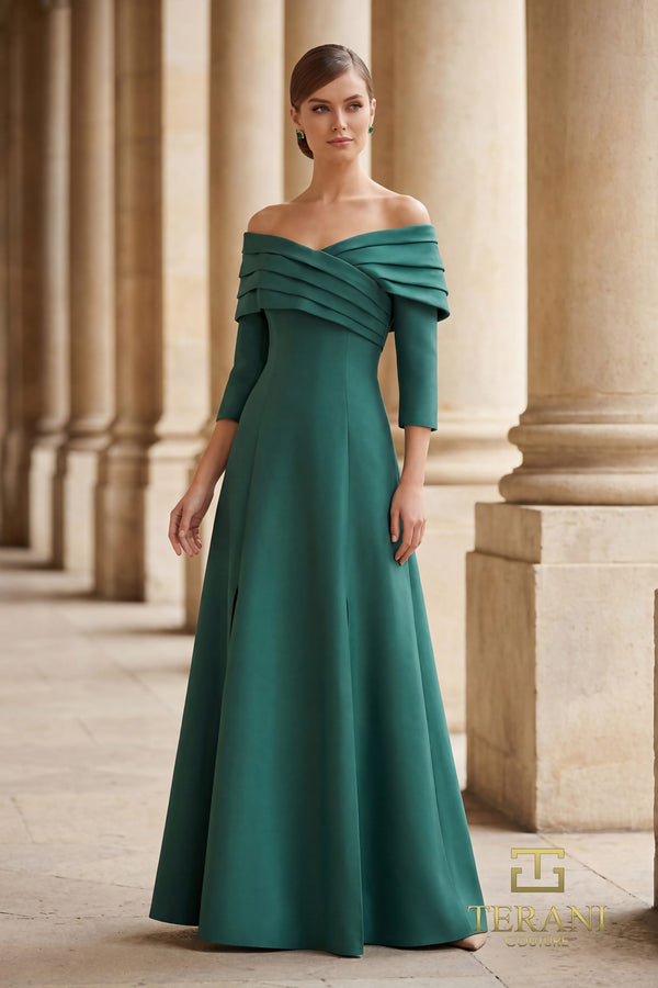 Terani Couture 261M6434 Long Sleeve A Line Formal Dress