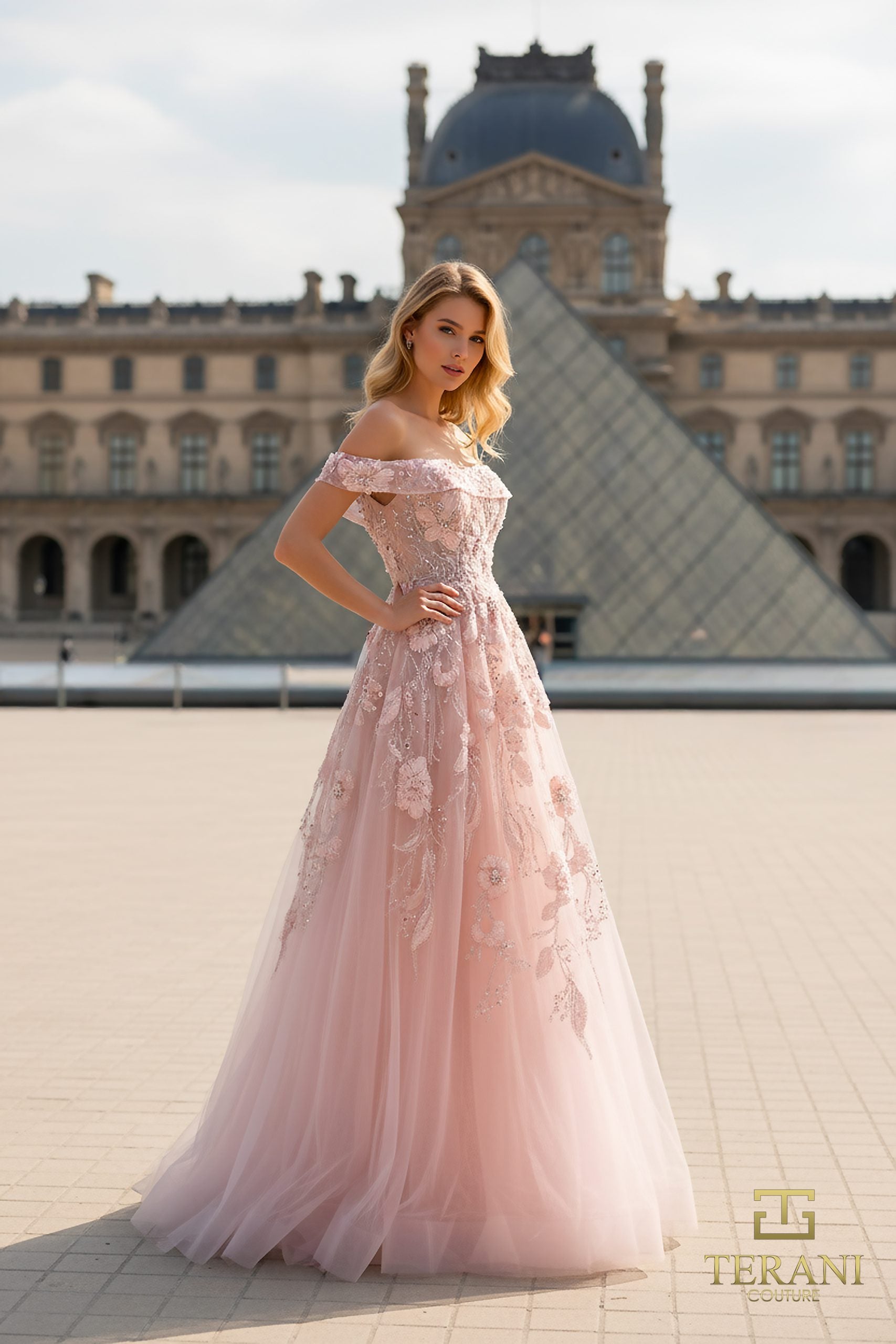 Prom Dresses Beaded Long Formal A Line Prom Dress Blush-Tulle-261M6435-Beaded
