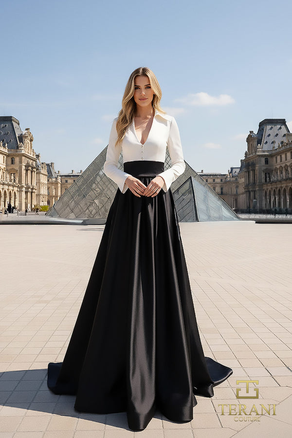 Terani Couture 261E6204 Long Sleeve Formal A Line Mother of the Bride Dress