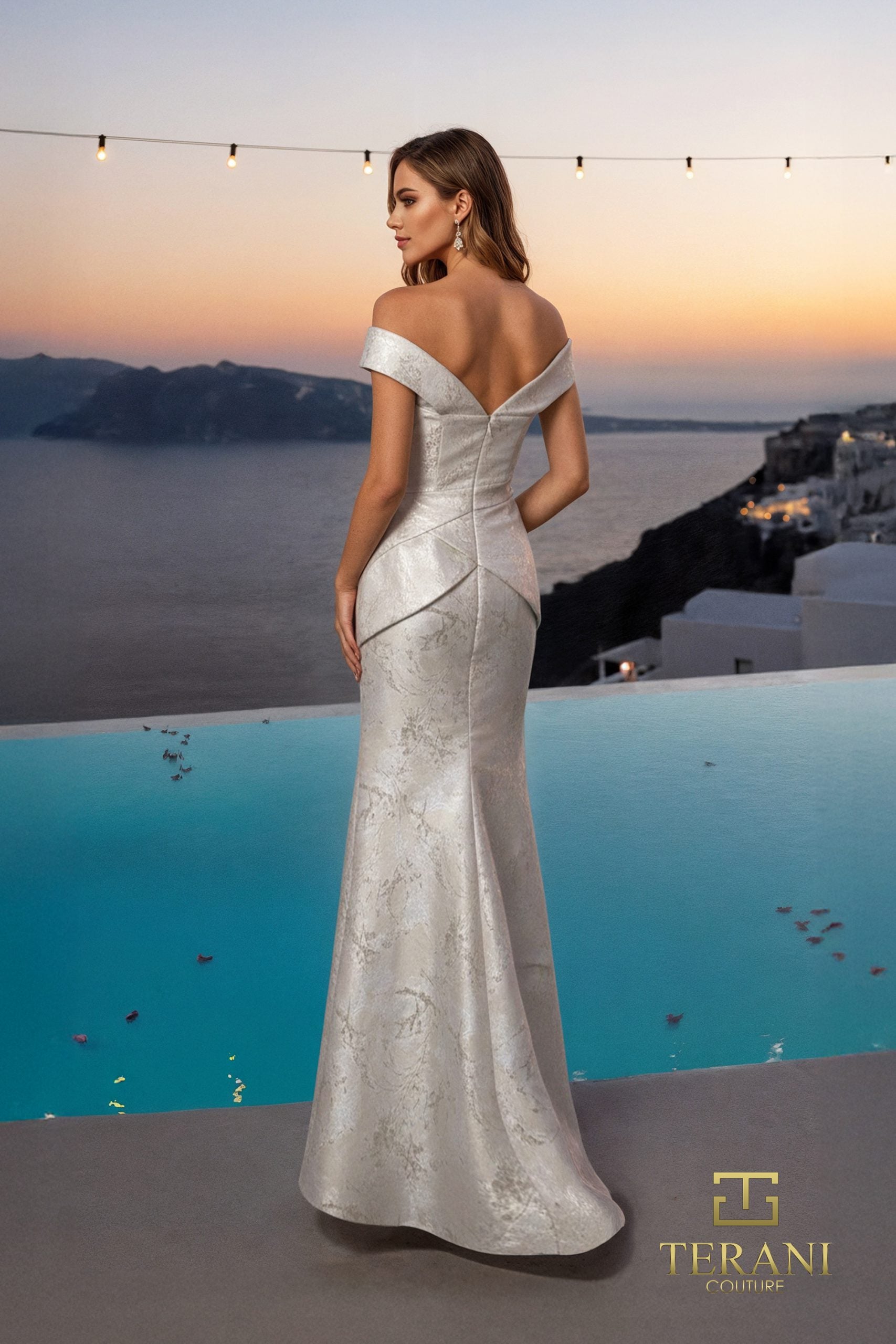 Formal Dresses Print Long Beaded Formal Dress Taupe Gold-Jacquard-261E6252-Printed