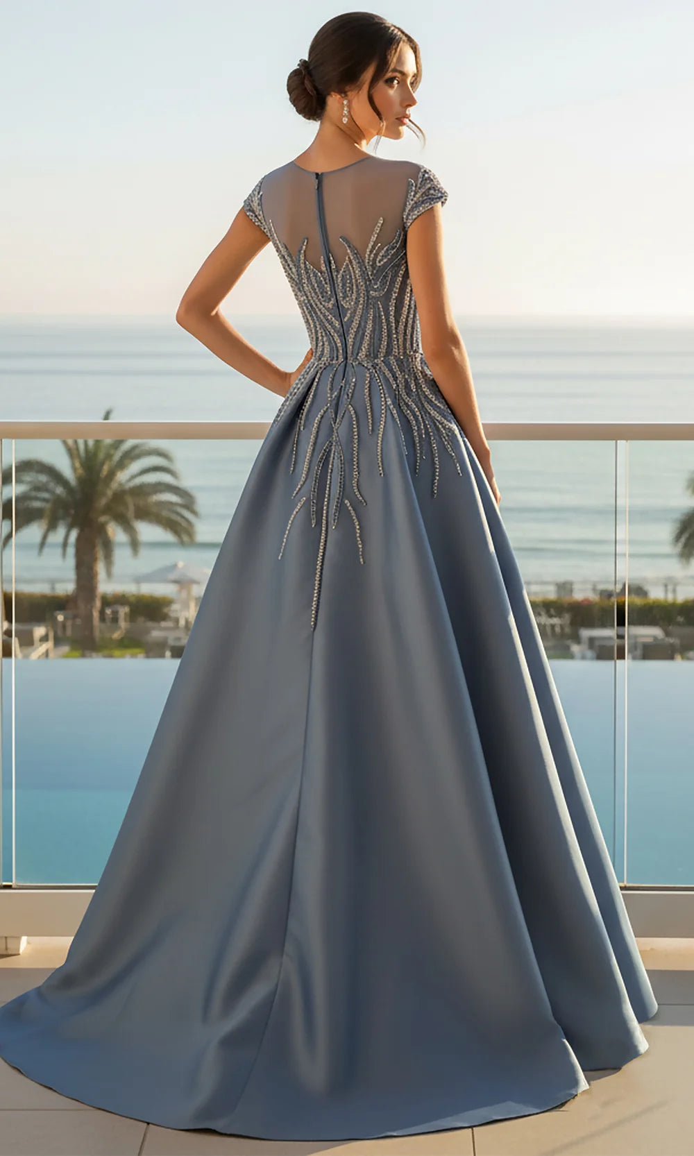 Mother of the Bride Dresses Long Beaded Formal Mother of the Bride Dress Slate