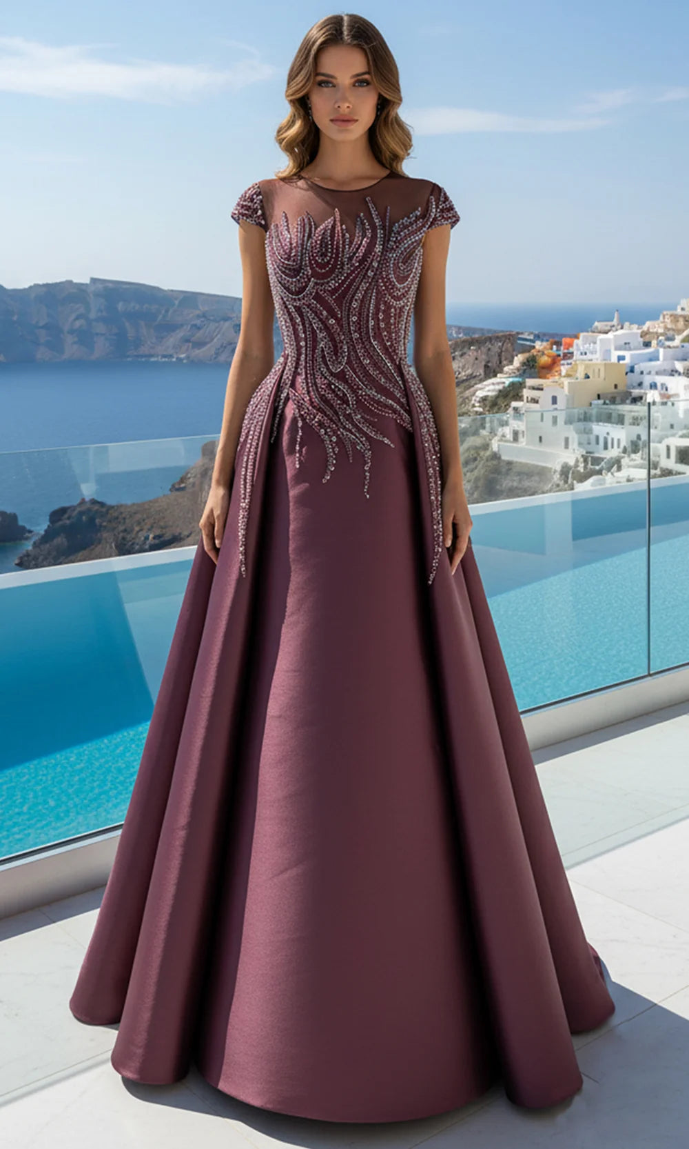 Mother of the Bride Dresses Long Beaded Formal Mother of the Bride Dress Wine