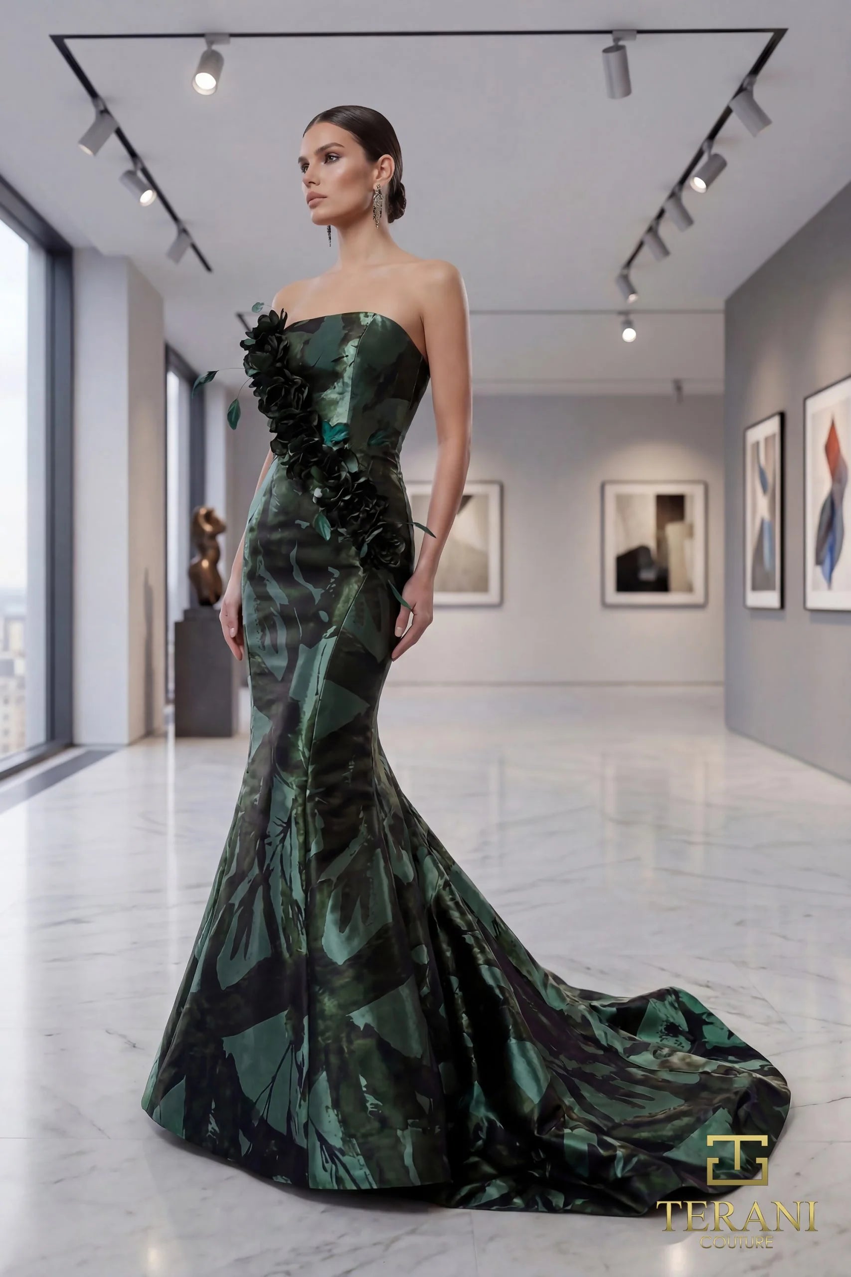 Terani Couture 261E6259 Long Mermaid Prom Dress Emerald
