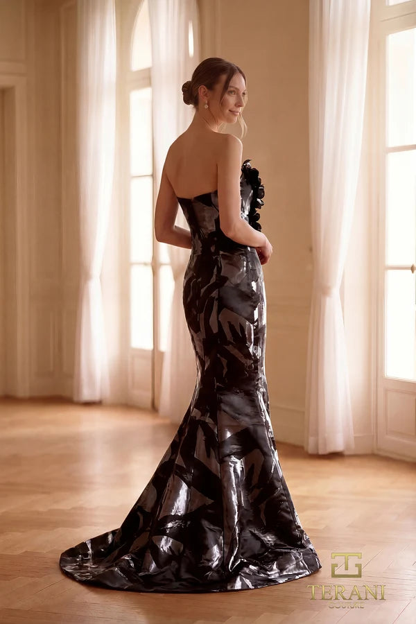 Terani Couture 261E6259 Long Mermaid Prom Dress Black