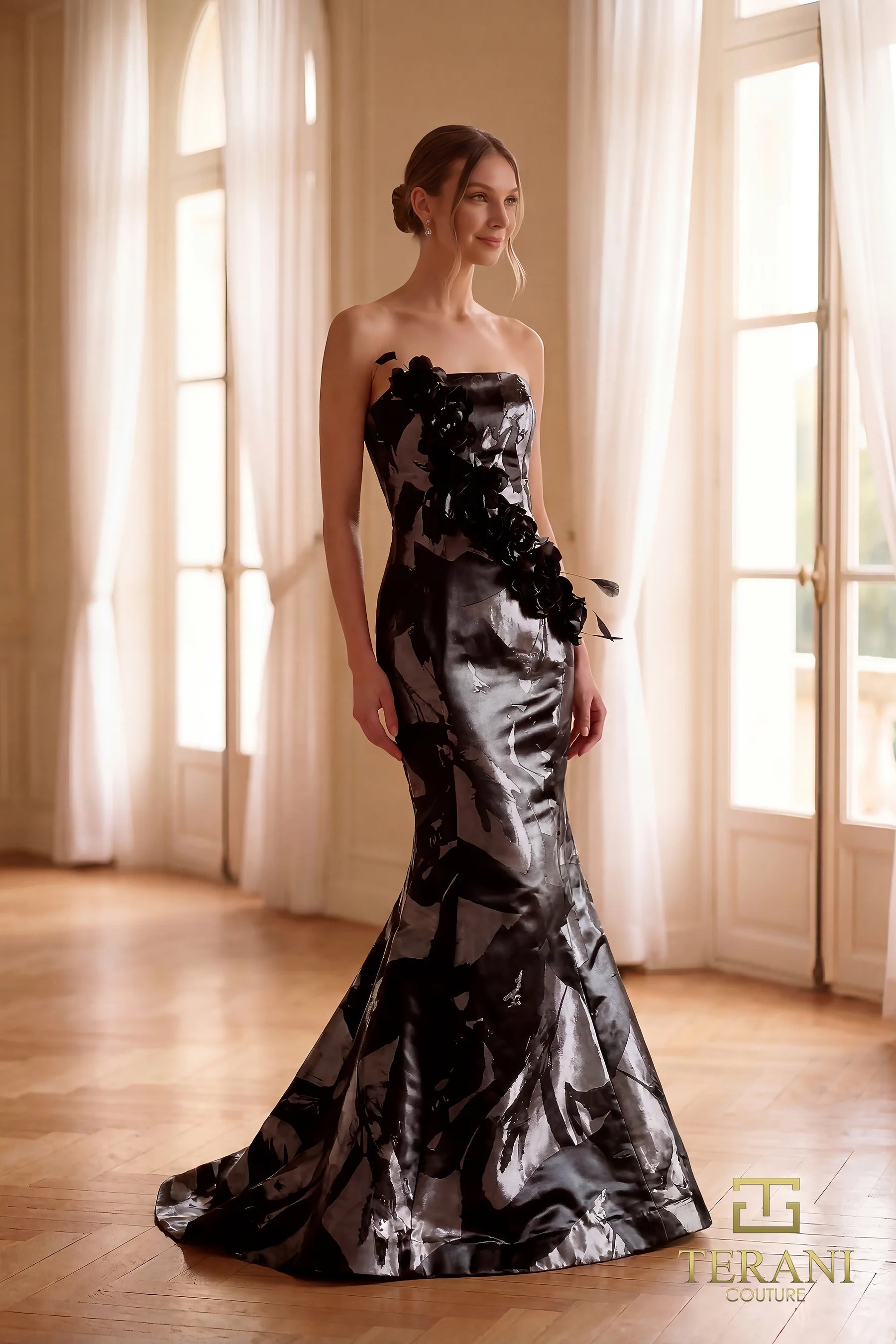 Terani Couture 261E6259 Long Mermaid Prom Dress Black