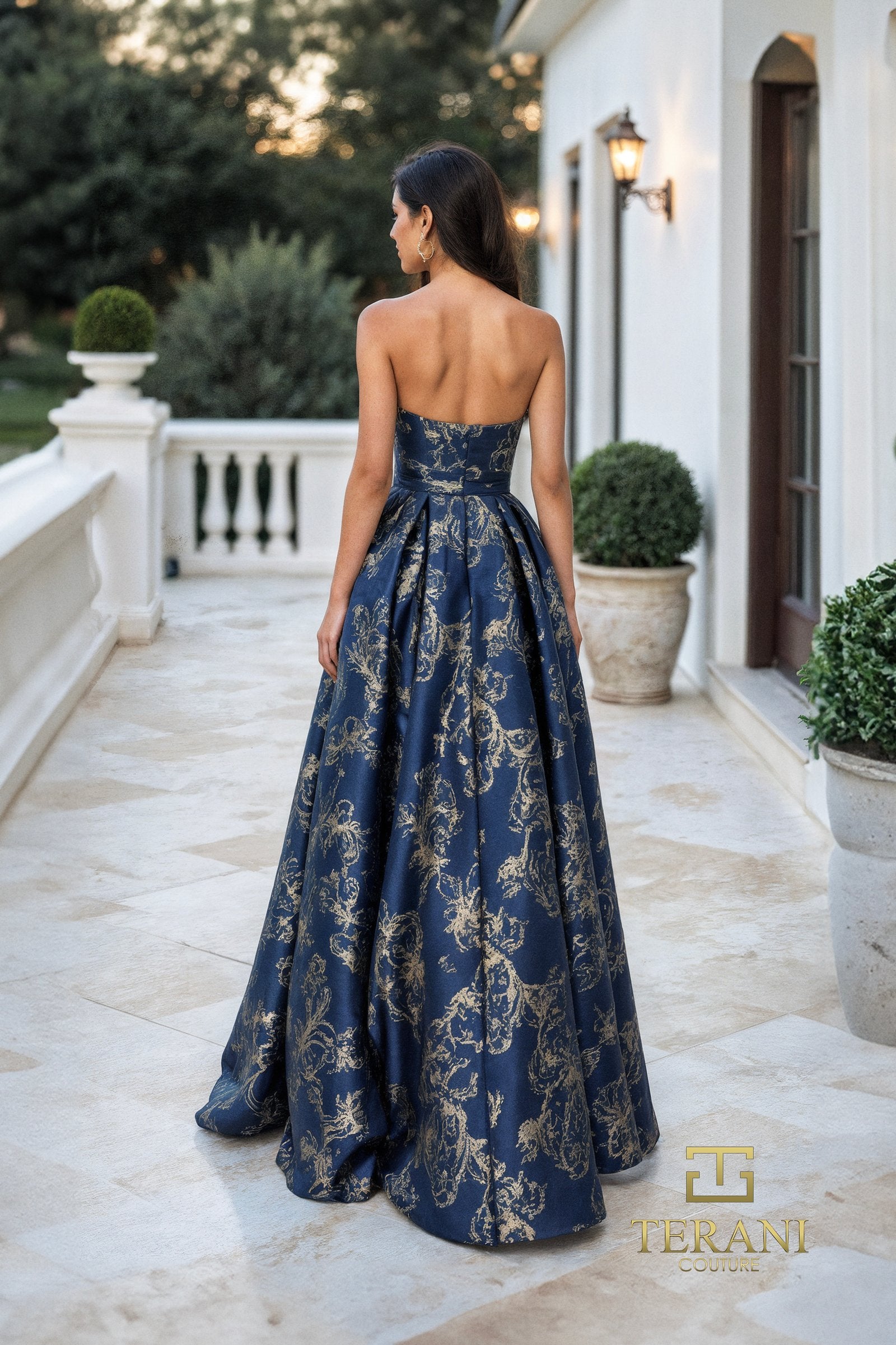 Prom Dresses Long Formal Ball Gown Prom Dress Midnight Gold-Jacquard-261E6266-Printed