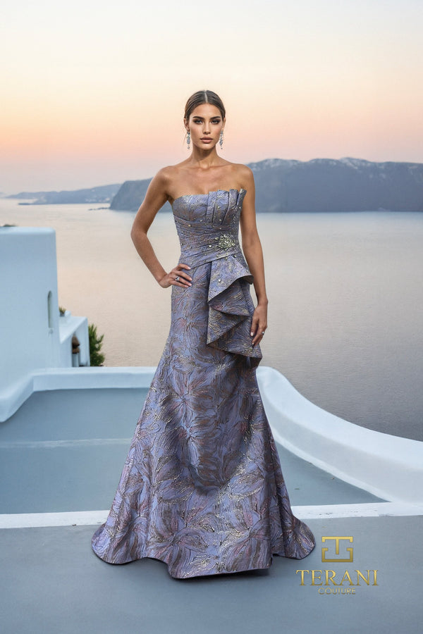 Terani Couture 261E6269 Beaded Long Formal Ruffle Mermaid Prom Dress