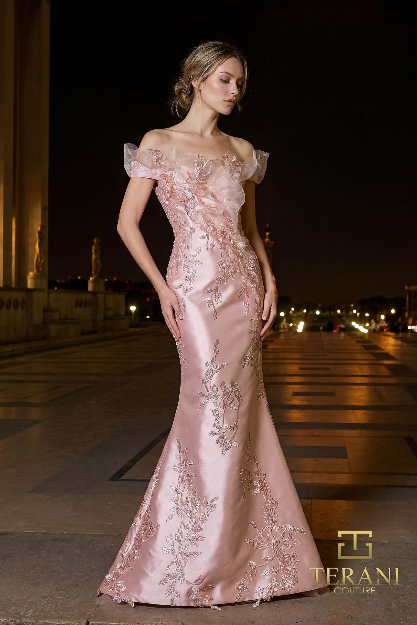 Terani Couture 261E6270 Long Formal Mermaid Evening Dress - Blush / 14 Terani Couture 261E6270 Long Formal Mermaid Evening Dress - Blush / 14