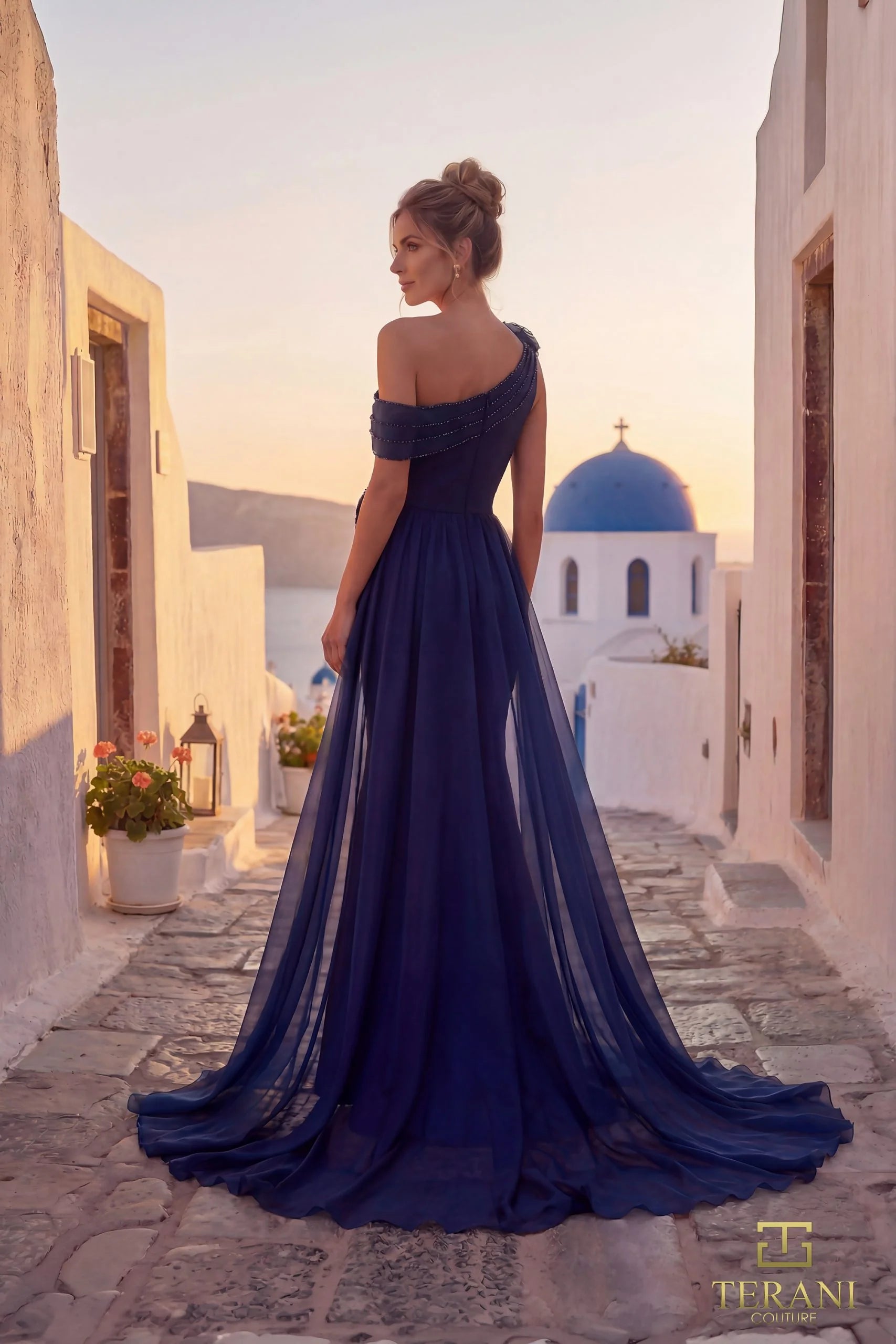 Prom Dresses Long Formal Fitted 3D Floral Prom Dress Terani Couture 261E6432 Navy
