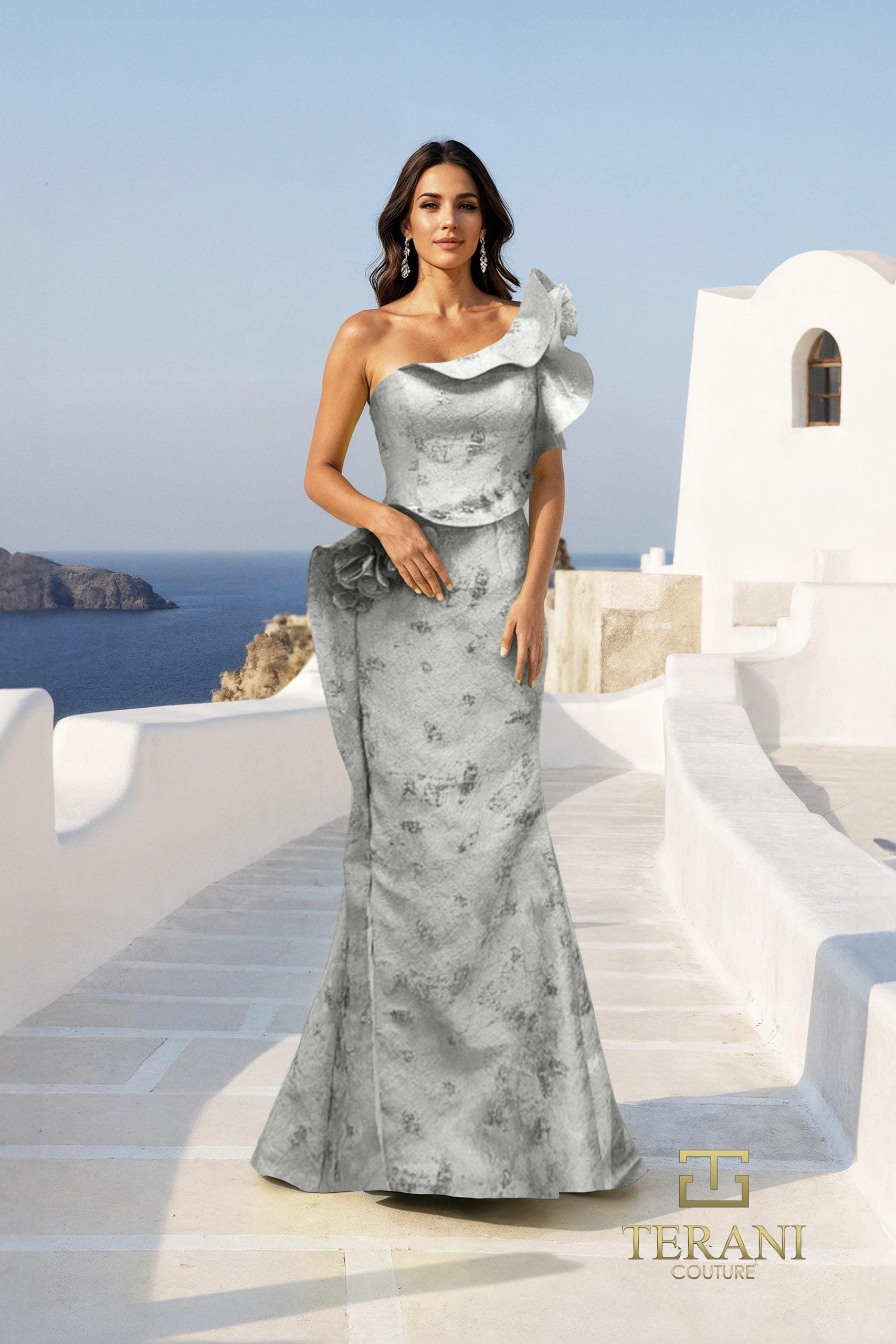 Formal Dresses Long Mermaid Ruffle Formal Dress Silver