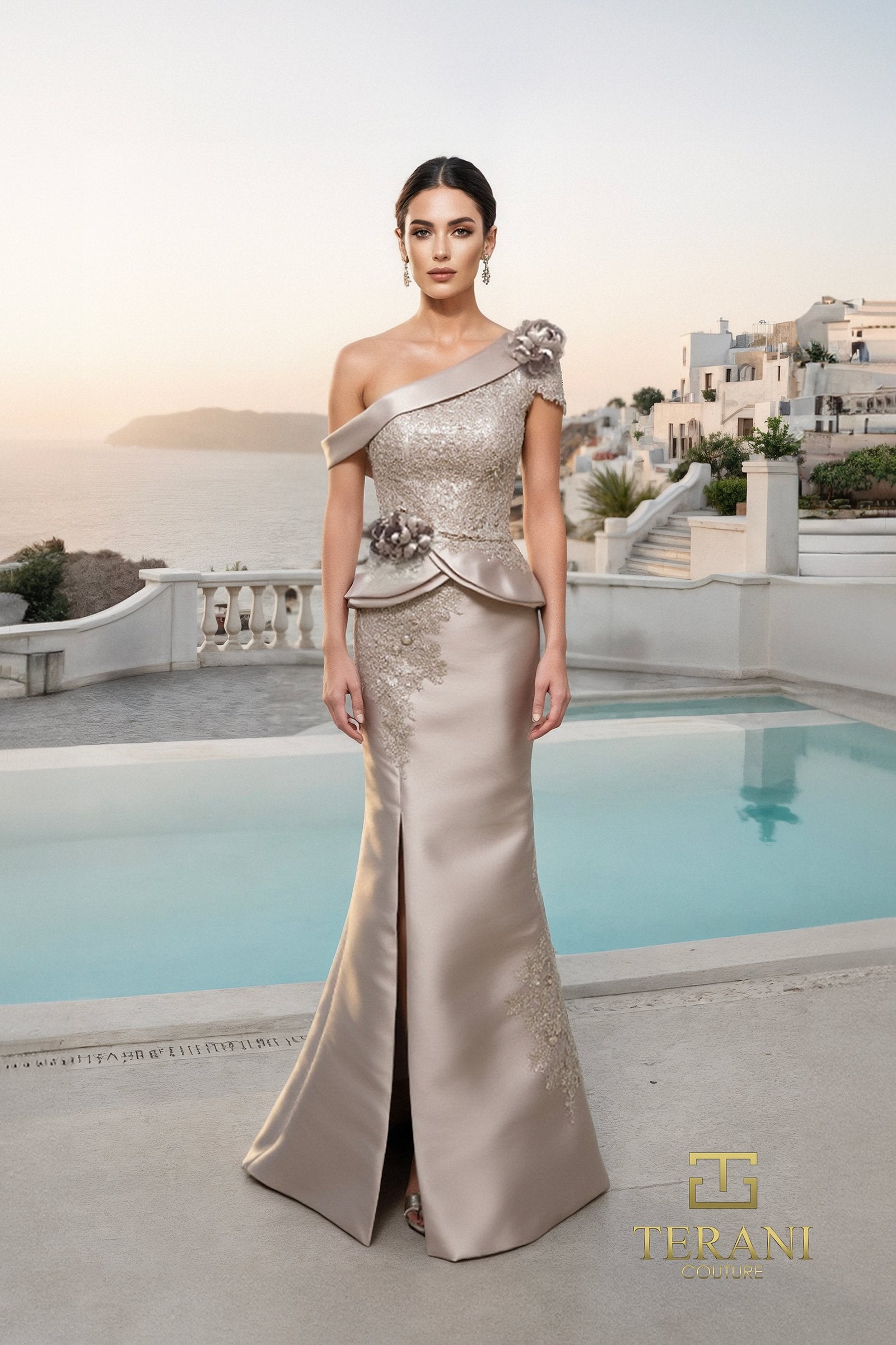 Formal Dresses Long Formal Lace Evening Dress Mocha-Mikado-261M6408-Lace