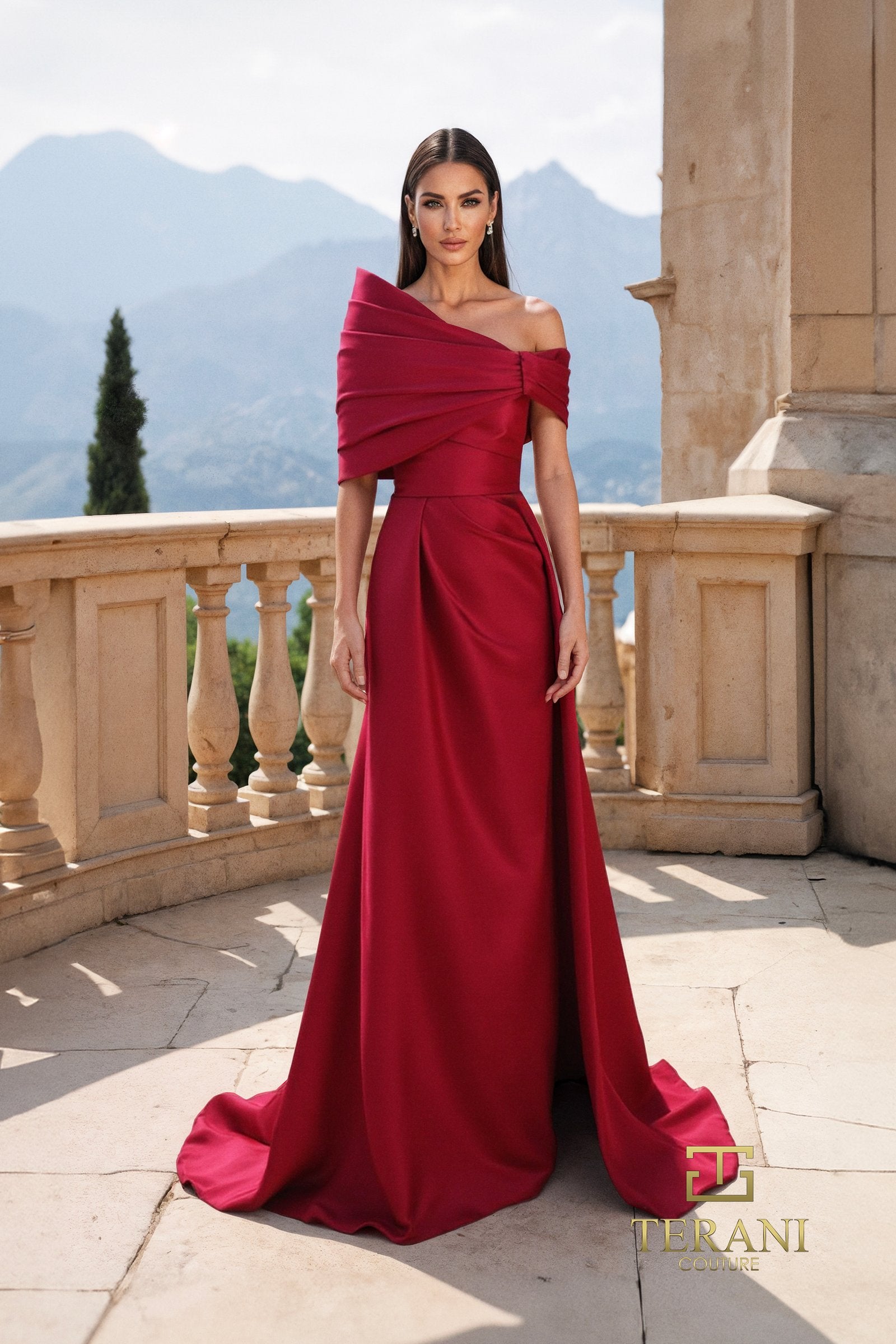 Prom Dresses A Line Long Formal Prom Dress Wine-Satin-261M6415-Pleated
