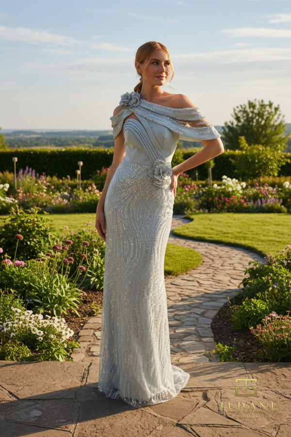 Terani Couture 261M6427 Long Formal Beaded Floral Mother of the Bride Dress