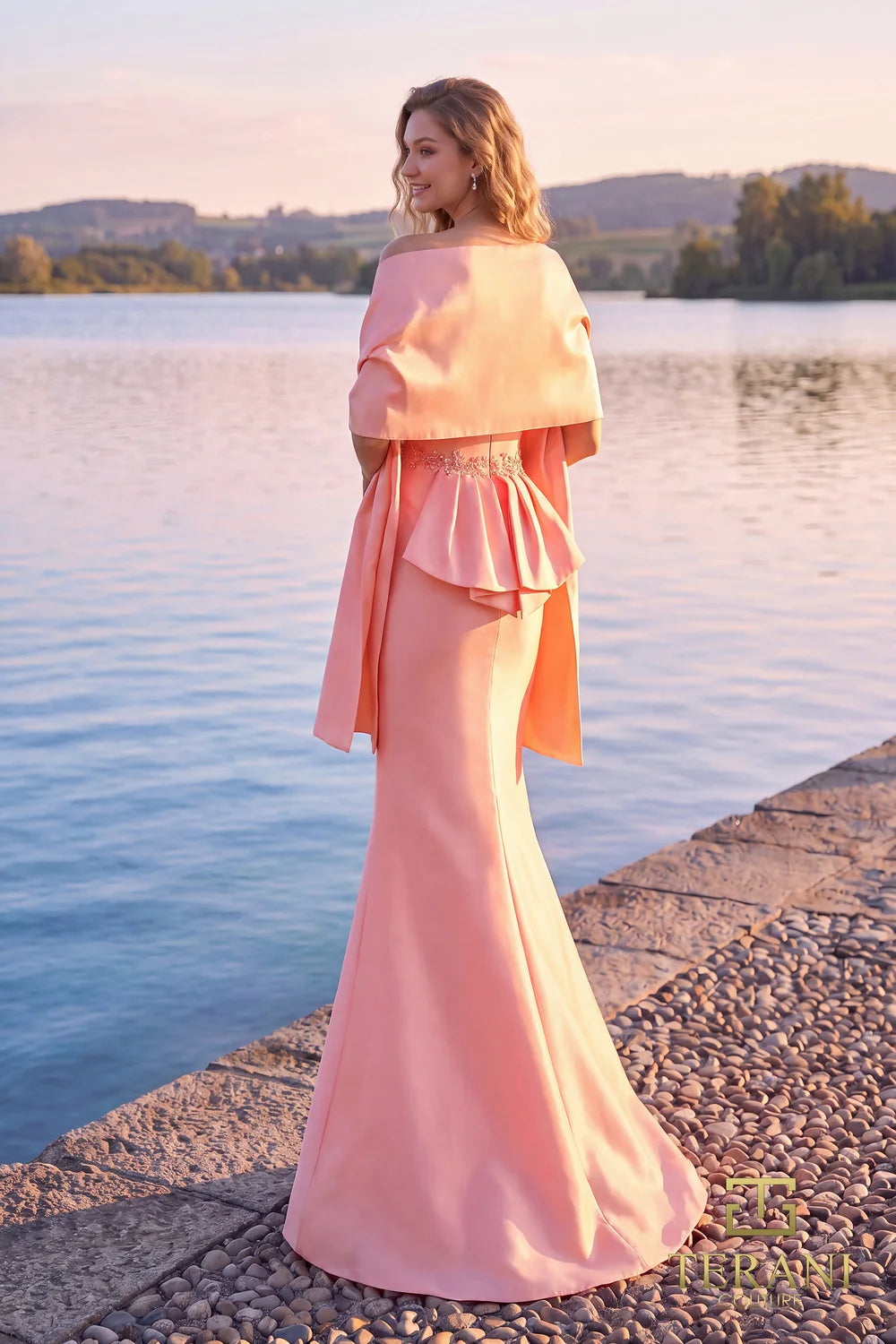 スーツ・フォーマル・ドレス TULLE FRILL TOP SET DRESS Terani Couture 261M6462 Mermaid Long Formal Beaded Evening Dress