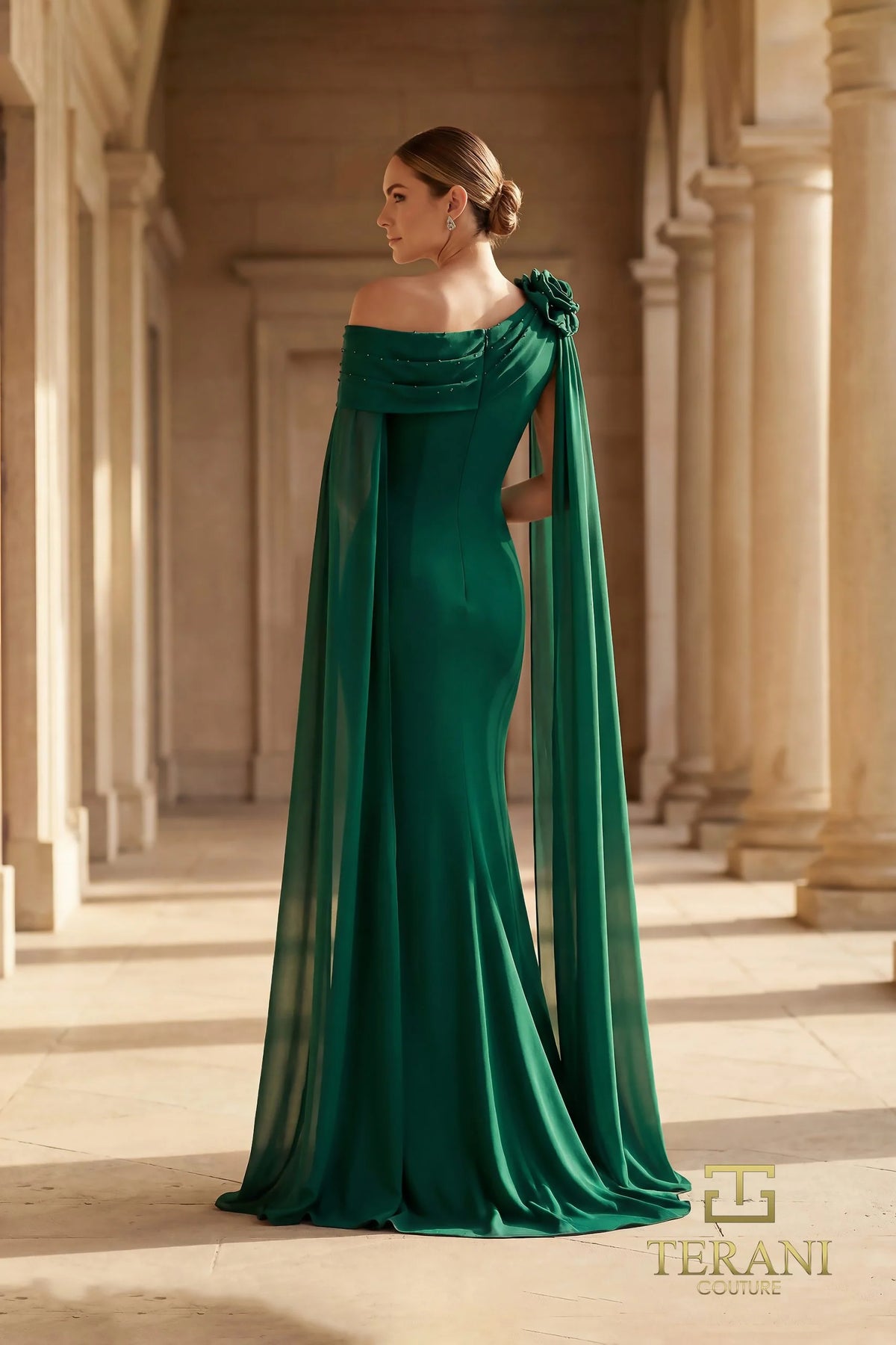 Terani Couture 261M6474 Long Evening Formal Cape Dress
