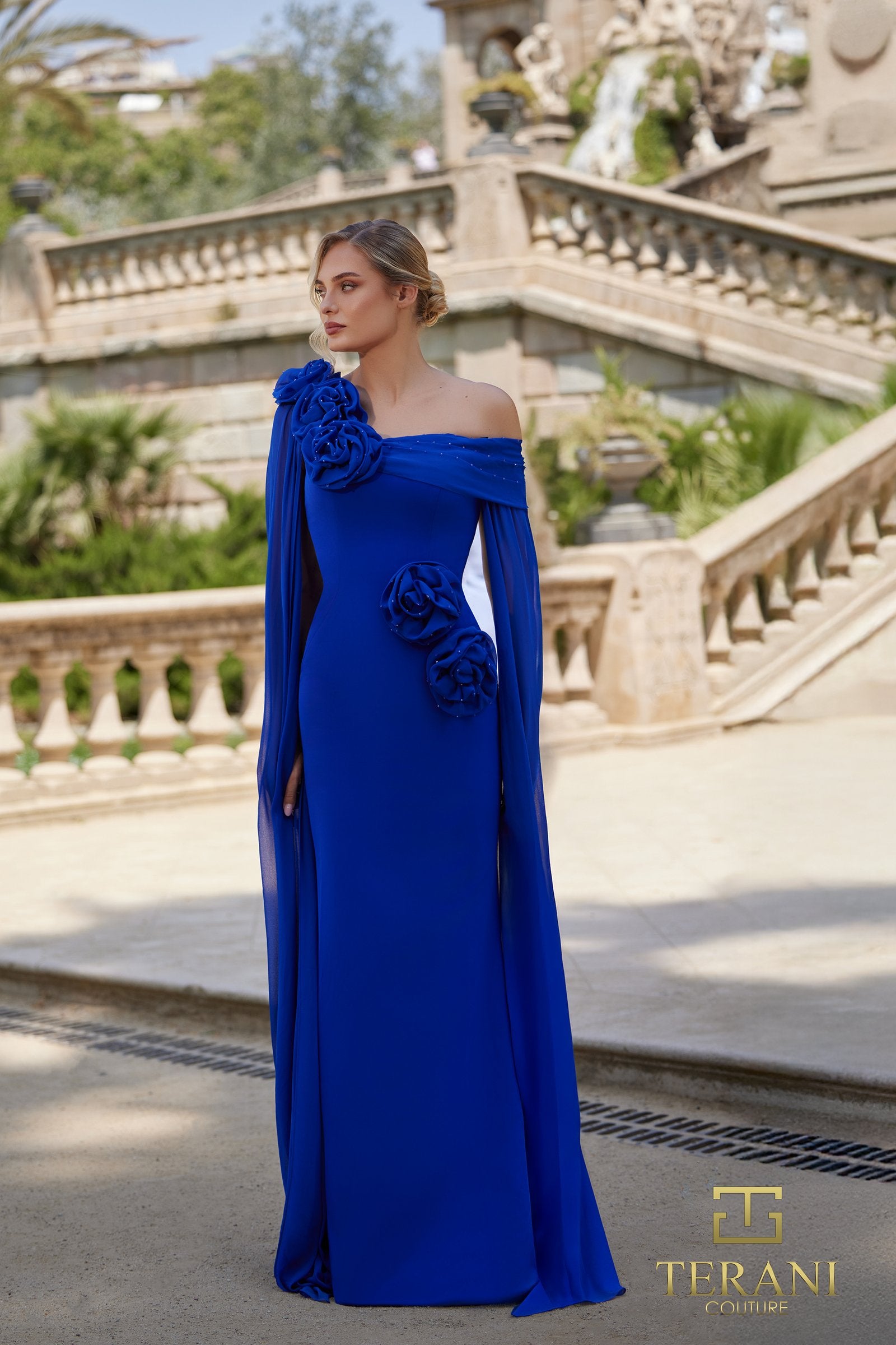 chinese dress ladies Square Neckline Puffy Long Sleeve Functional Cape Detail Long Dress – John  Paul Ataker main image 0